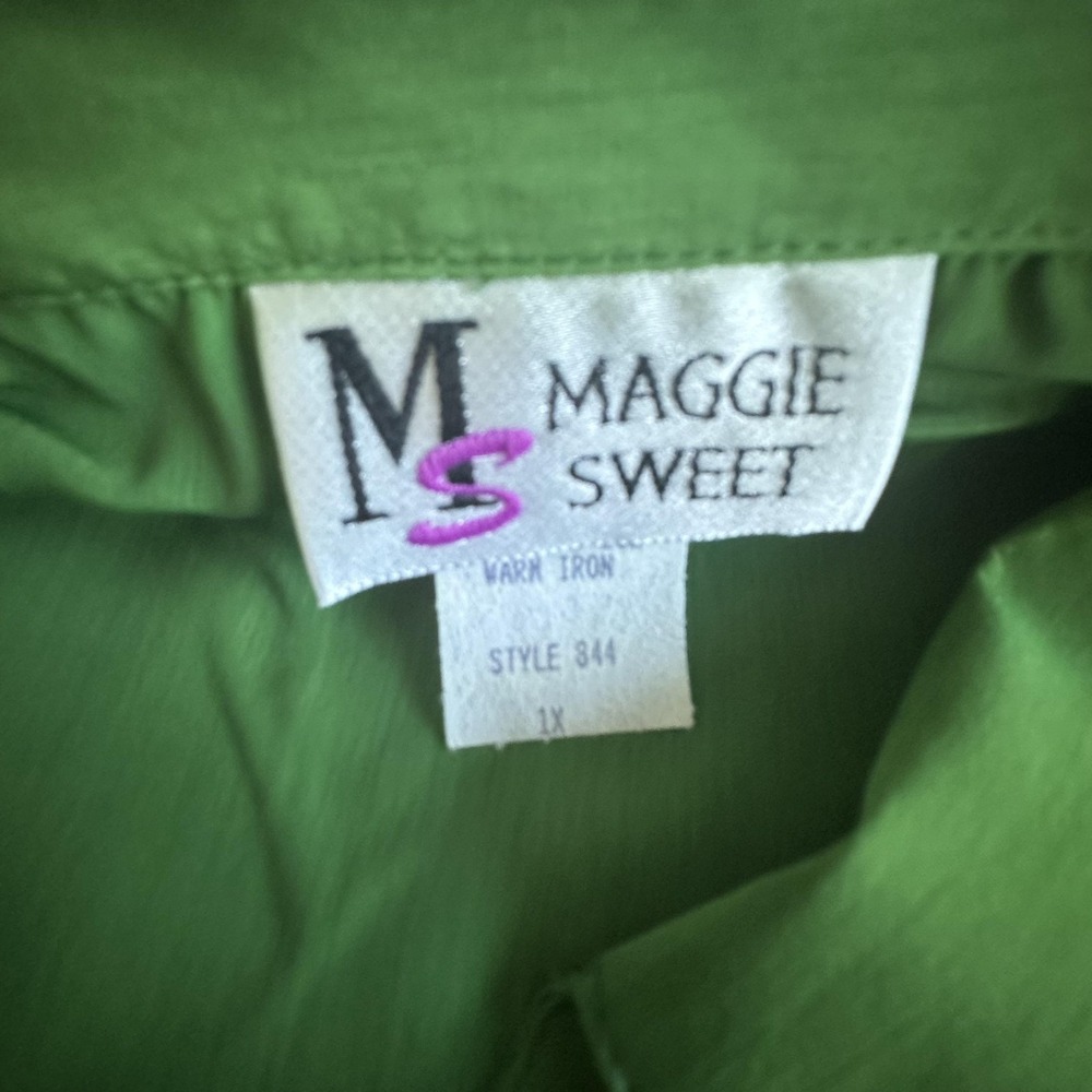 NOS Maggie‎ Sweet Shirt Womens 1X Short Sleeve Button Up Blouse Made in USA Work - Picture 5 of 10